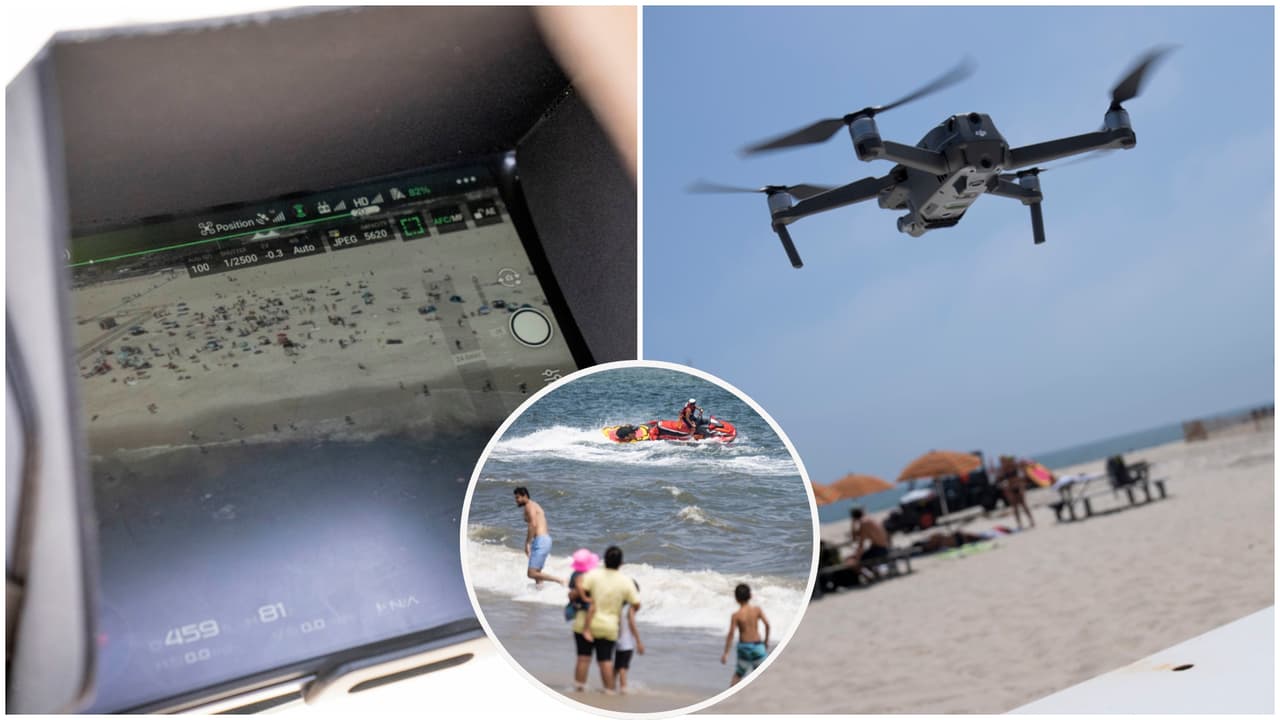 Con drones, cámaras de calor y motos acuáticas vigilan las playas de los tiburones en Nueva York