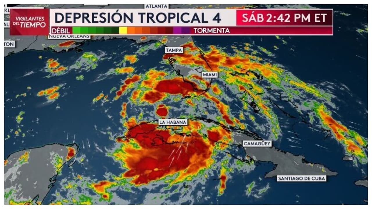 La Depresión tropical #4 llega al Golfo de México y amenaza Florida