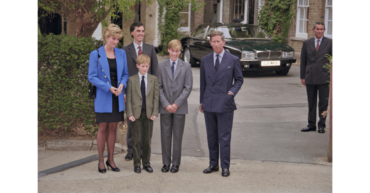 Lady Di, príncipe Carlos y sus hijos, los príncipes William y Harry