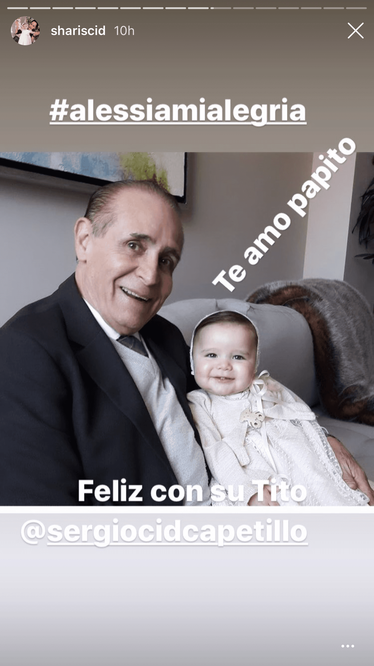 Sharis Cid, quien hace un año sufrió el asesinato de su novio, el empresario
<b> <a href="https://www.univision.com/famosos/capturan-al-presunto-asesino-del-novio-de-sharis-cid-seis-meses-despues-del-homicidio" target="_blank">Isaías Góme</a><a href="https://www.univision.com/famosos/capturan-al-presunto-asesino-del-novio-de-sharis-cid-seis-meses-despues-del-homicidio" target="_blank">z</a></b>, estuvo acompañada por su papá, don Sergio Cid Capetillo.