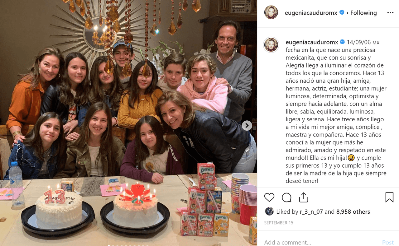 El pasado 15 de septiembre, la actriz compartió las fotografías de la celebración del último cumpleaños de Luciana.
