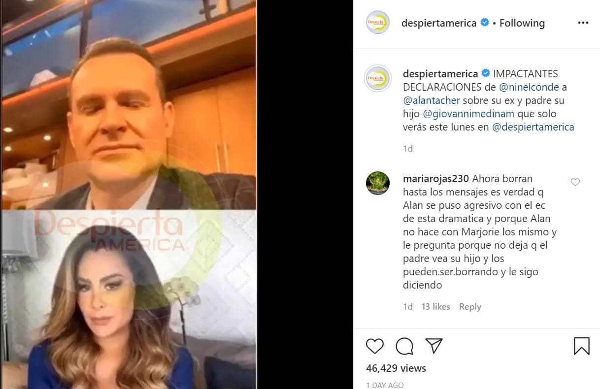 En 
<b>un adelanto </b>publicado en la cuenta de Instagram del matutino de Univision ella aseguró que Medina la acusó de 
<b><a href="https://www.instagram.com/p/CAQ1aRbABJ5/" target="_blank">"estar rodeada de gays"</a></b> y que no quería que su hijo estuviera con ellos porque "lo iban a volver gay, lo iban a violar". 
<br>