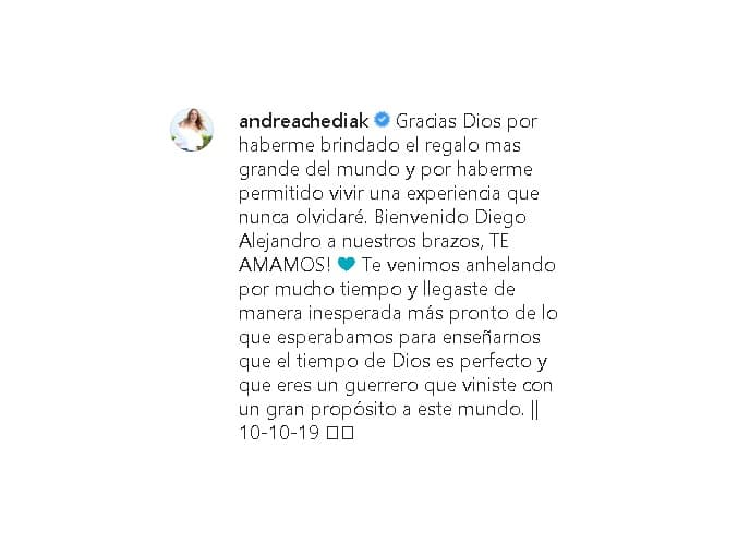 La experta en moda esperaba a Diego Alejandro Cracco Chediak en el mes de diciembre, sin embargo el retoño quiso postrarse en brazos de su mamá mucho antes.