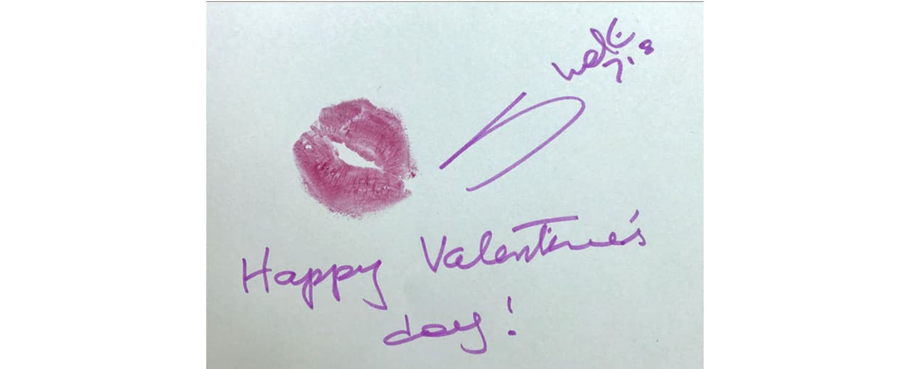Singer Shakira posts an autographed 'Happy Valentine's Day' message to her fans on her Facebook page on February 14, 2018.