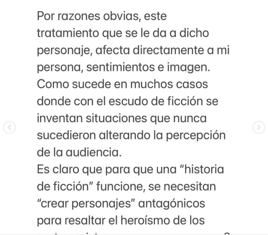 Paty Manterola aseguró que el perfil y la historia expuesta en la serie "
<b>afecta directamente a mi persona</b>, sentimientos e imagen". Alega que lo mostrado son situaciones "inventadas".
