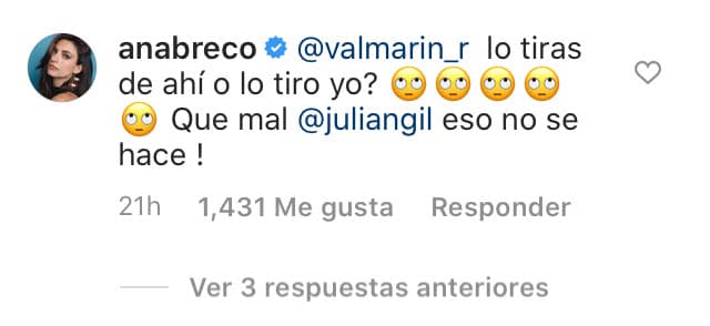 “Valeria Marín, ¿lo tiras de ahí o lo tiro yo? Qué mal 
<b><a href="https://www.univision.com/famosos/si-quisiera-que-me-hagas-abuelo-la-peticion-de-julian-gil-a-su-hija-para-que-tenga-hijos-video" target="_blank">Julián Gil, ¡eso no se hace!</a></b>". 
<br>