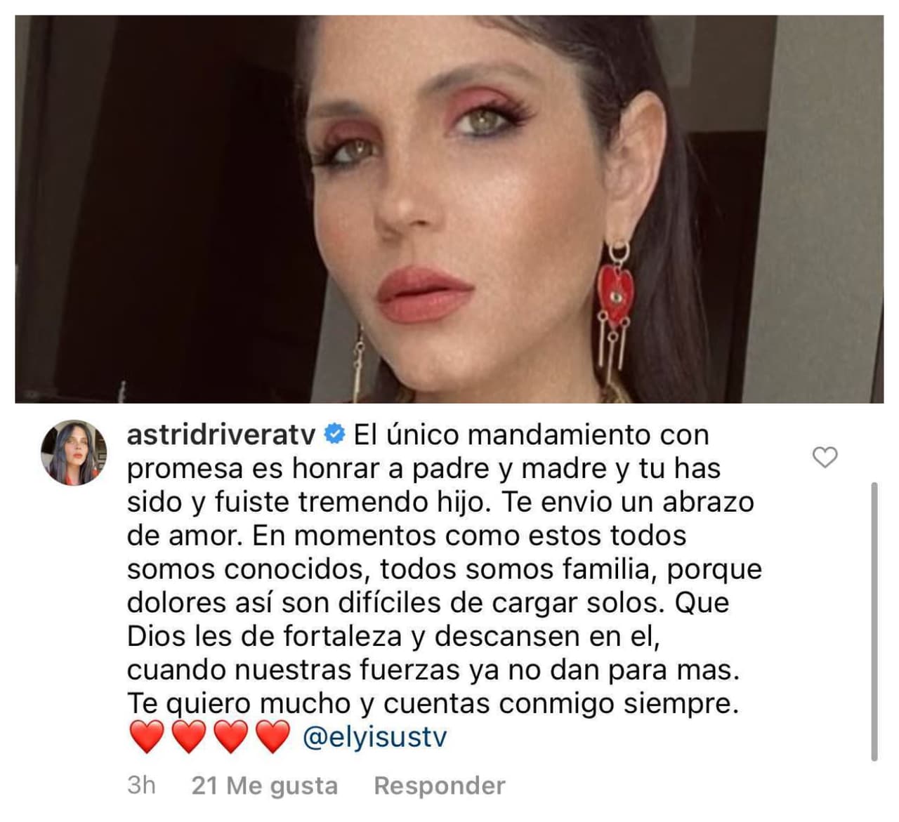 Nuestra reportera Astrid Rivera no solo le dio el pésame, sino que además le reiteró que en momentos así, "todos somos familia".
<br>