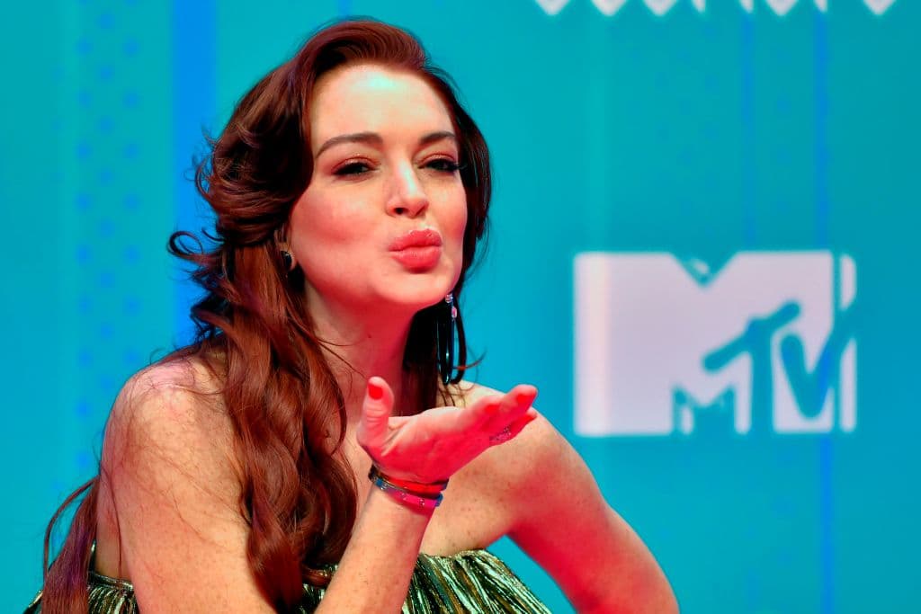 US actress Lindsay Lohan poses on the red carpet ahead of the MTV Europe Music Awards at the Bizkaia Arena in the northern Spanish city of Bilbao on November 4, 2018. (Photo by ANDER GILLENEA / AFP) (Photo credit should read ANDER GILLENEA/AFP via Getty Images)
