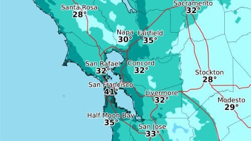 Emiten alerta por temperaturas gélidas de hasta 30°F para este lunes por la noche en el Área de la Bahía 