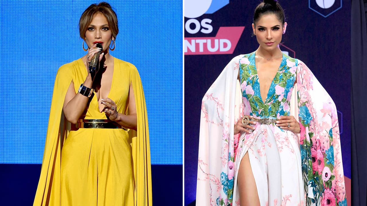 En amarillo o con elementos florales: este vaporoso diseño de Michel Costello se ajusta a la silueta curvilínea de Jennifer Lopez o a la espigada figura de Alejandra Espinoza. El modelo fue parte del vestuario que la 'Diva del Bronx' usó para una sesión de fotos para la grabación del sencillo 'Ni tú ni yo'. Alejandra Espinoza robó cámara en la alfombra de Premios Juventud.