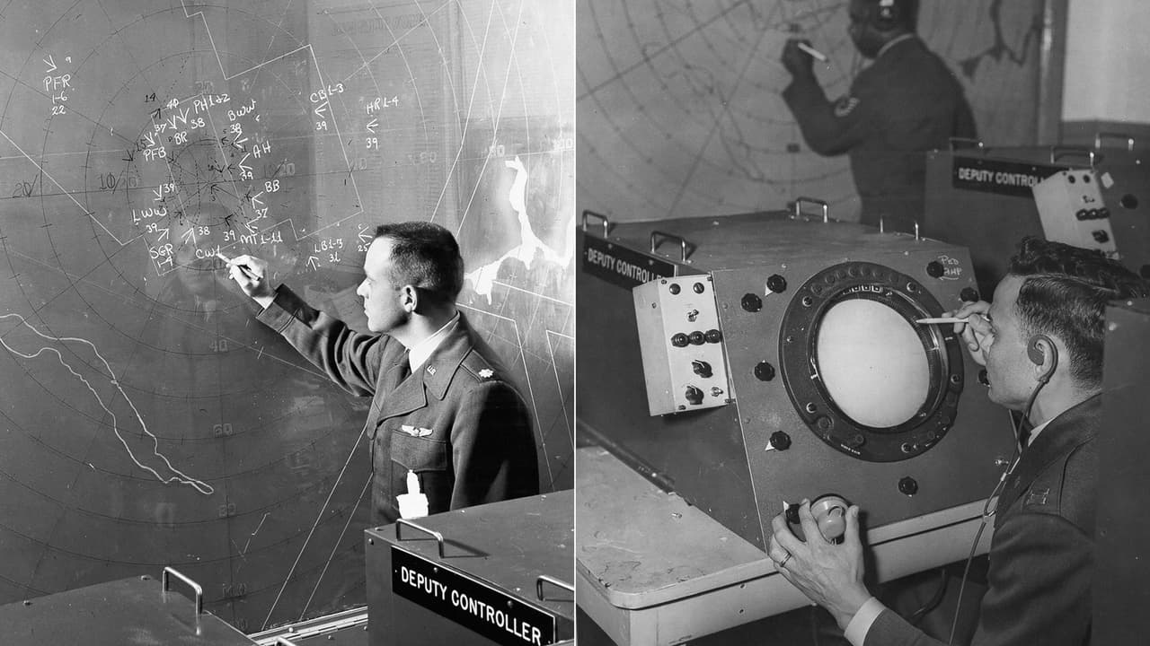 Los técnicos militares hacen cálculos y revisan los instrumentos de medición.