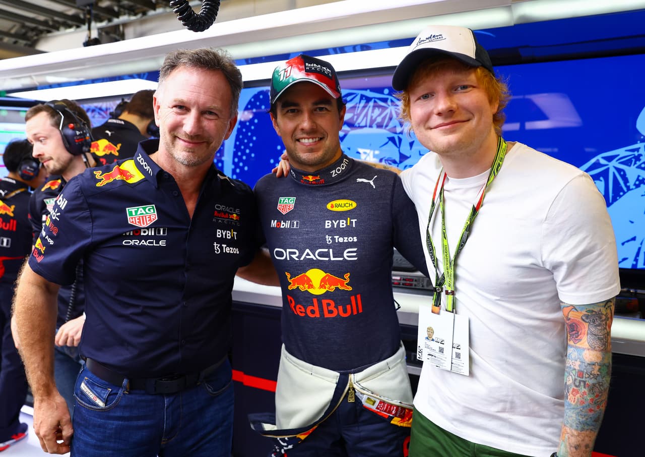 Brad Pitt, Pharrell Williams y Ed Sheeran atestiguaron el triunfo de Red Bull en el GP de Estados Unidos.