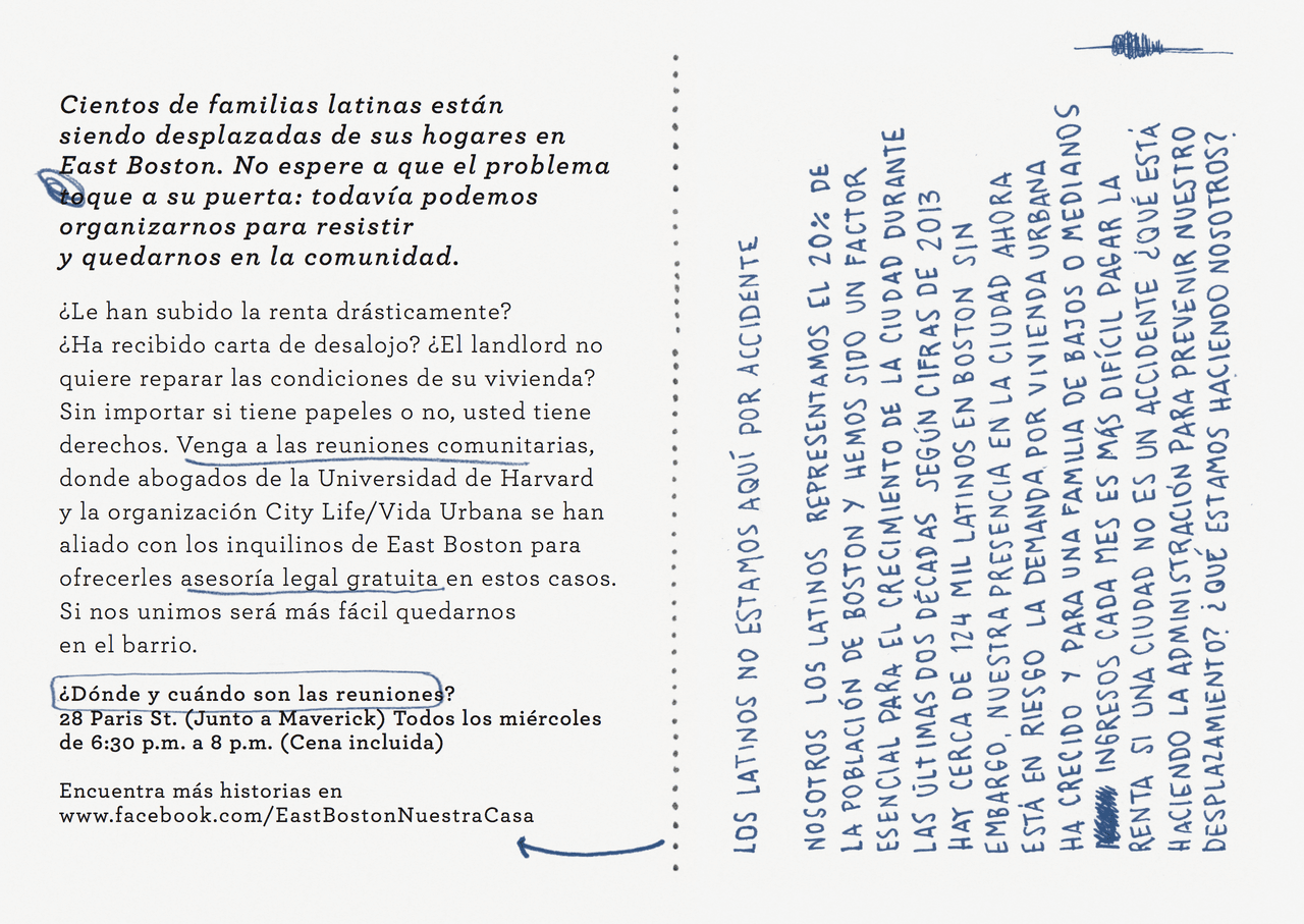 El objetivo de las postales es que más latinos comprendan cuáles son las causas de esta crisis de vivienda y se enteren de las posibilidades y derechos que tienen para enfrentarse a ella.