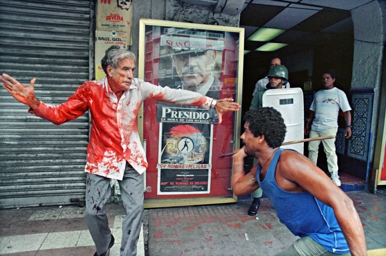 May 10 1989: Opposition vice-presidential candidate Guillermo 'Billy' Ford attacked by members of pro-Noriega Dignity Battalion in Panama's Old City district during a march demanding recognition of election results.