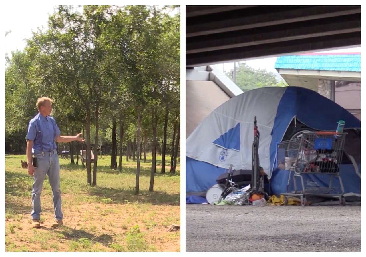 Hombre que vivió como indigente ofrece un terreno para acampar a desamparados en Austin