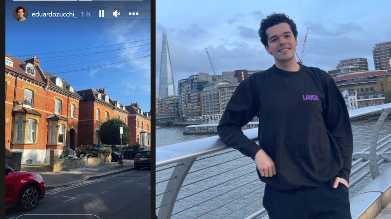 Al parecer, Eduardo Zucchi ya estaría en Londres. Se deduce por la foto de la izquierda que compartió en Instagram.
