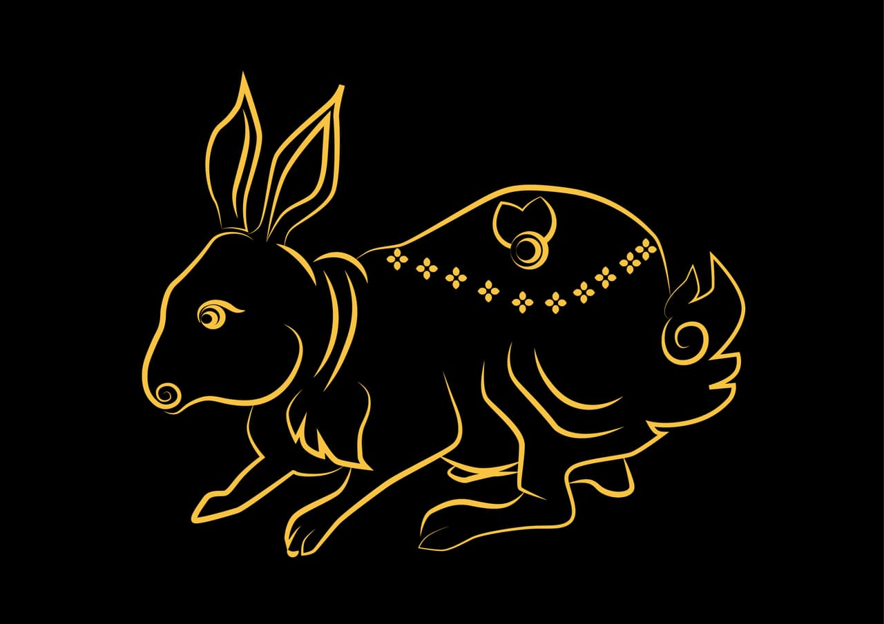 Aspecto de la Liebre: yin, polaridad negativa, signo femenino.
<br>Su gema es la perla.