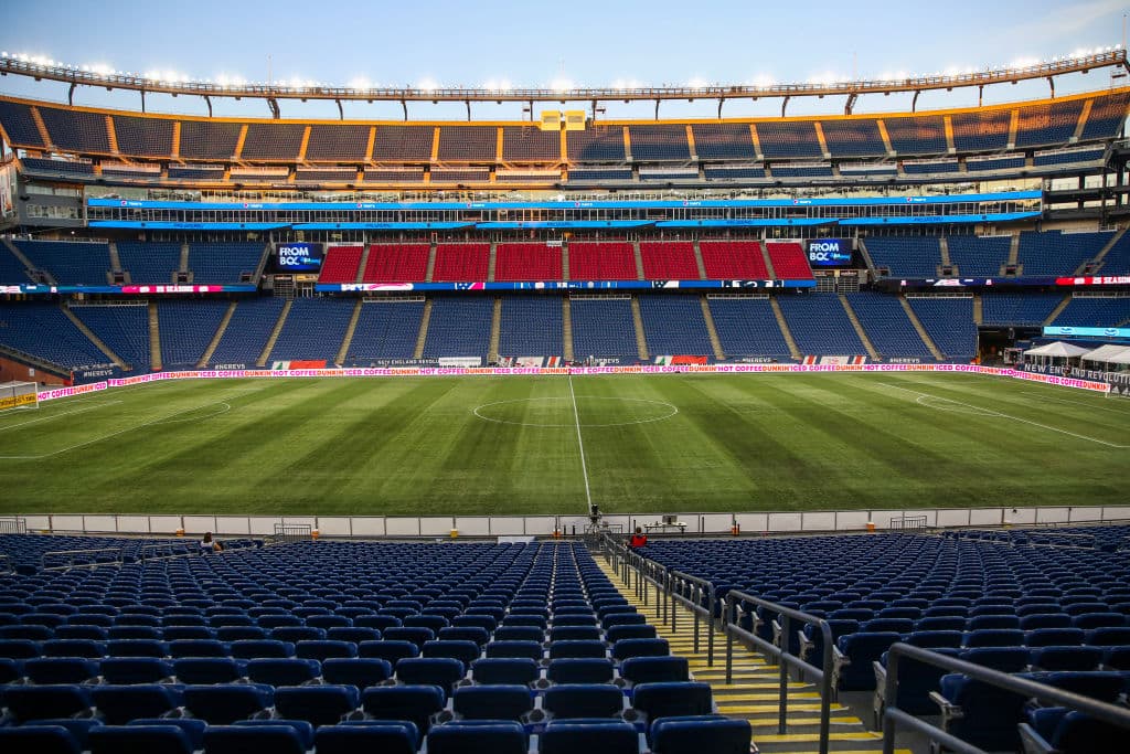 FOXBOROUGH, MA - AUGUST 20: A general view of the empty stadium before a gem between the New England Revolution and the Philadelphia Union at Gillette Stadium on August 20, 2020 in Foxborough, Massachusetts. (Photo by Adam Glanzman/Getty Images)