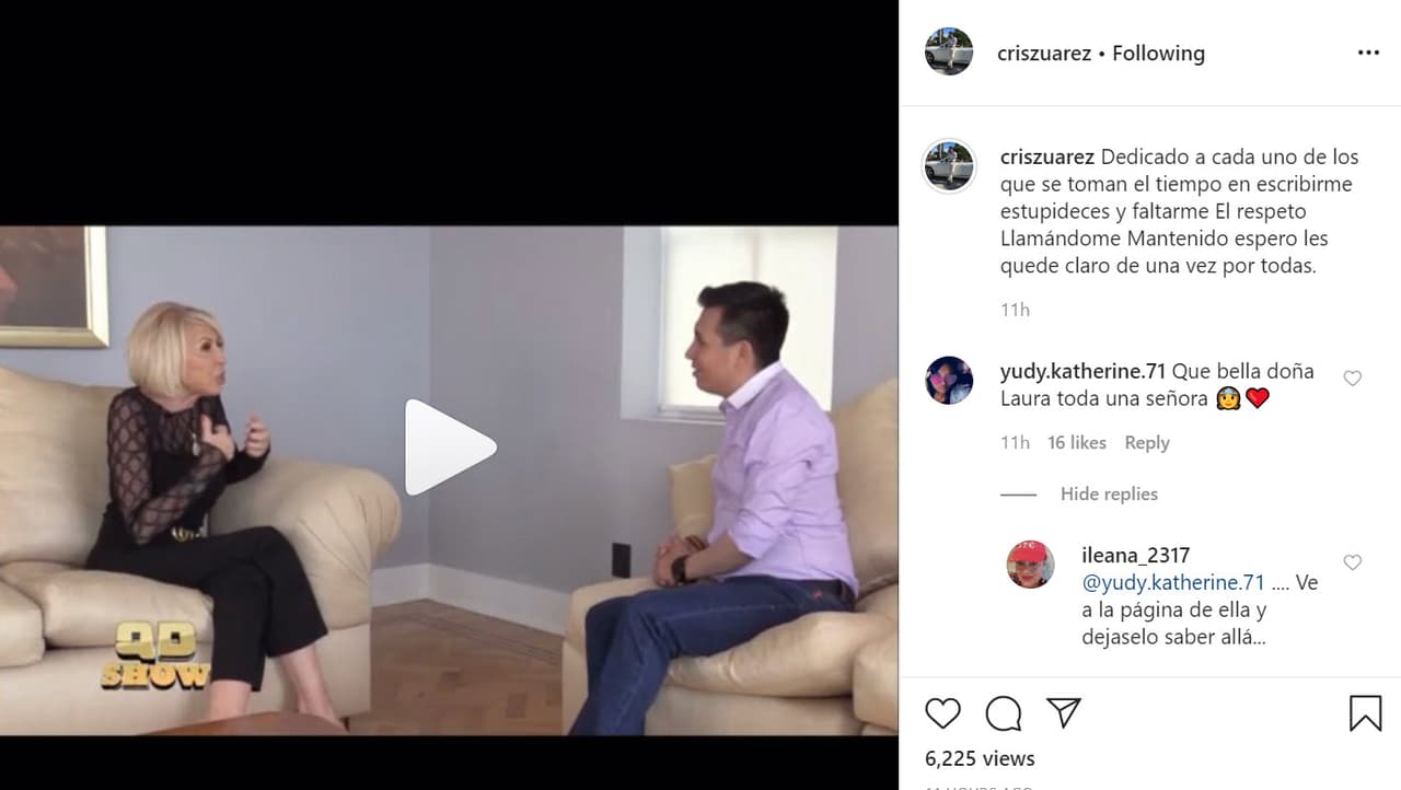 A través de su cuenta de Instagram, publicó
<b><a href="https://www.instagram.com/p/B_OmqoTF7md/" target="_blank">un video </a></b>con una entrevista que Bozzo concedió al programa boliviano
<b><a href="https://www.youtube.com/channel/UCSgdV3aUsf9gvZu4bDLE-8g/featured" target="_blank">'QD show' </a></b>en el que habló acerca de él.
<br>