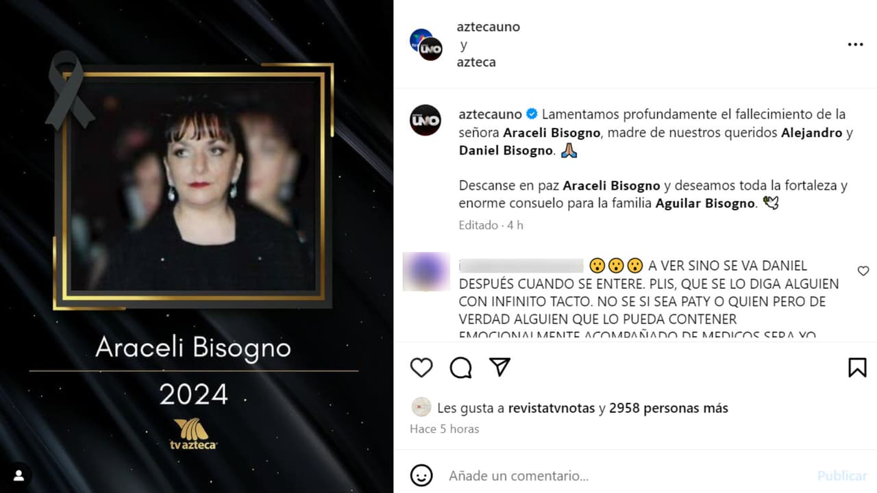 Así se confirmó la muerte de la mamá de Daniel Bisogno.