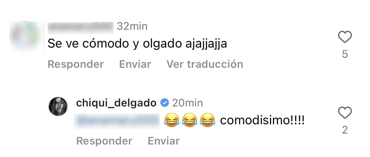 "Se ve cómodo y holgado", le dijo otra seguidora a lo que la venezolana contestó con ironía
<b> "¡comodísimo!"</b>. 
<br>