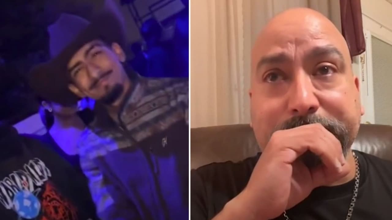 En la imagen: A la derecha, una captura del último video en TikTok de Luis Carlos Laguna Jr., disfrutando de la música minutos antes de que le arrebataran la vida con un disparo. A la izquierda, su padre aparece en otro video exigiendo justicia por lo sucedido.