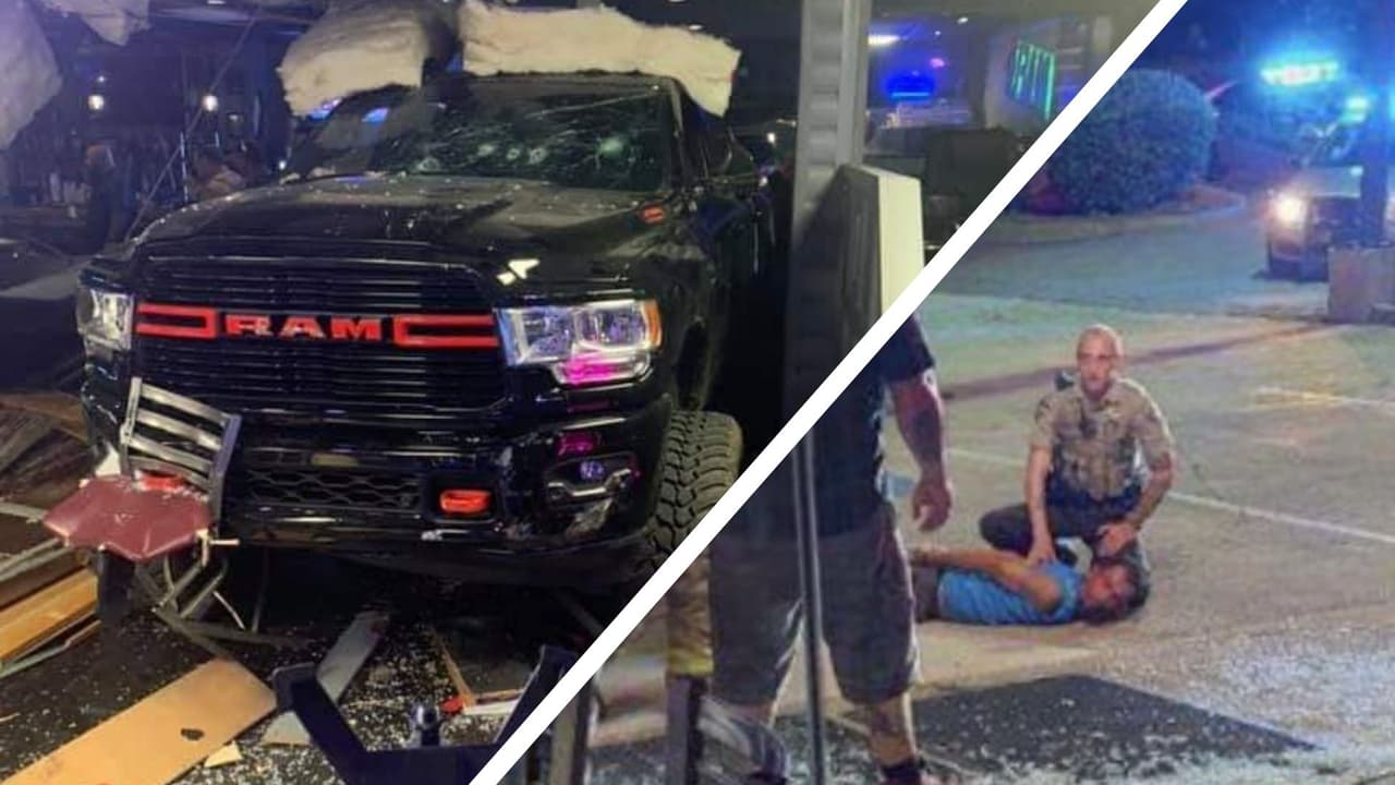 Dispara un arma y estrella su camioneta contra un bar luego que lo sacaran por estar ebrio, según la policía