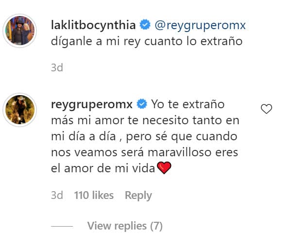Rey Grupero le contestó el mensaje con la esperanza de verla pronto. Ahora, eso no sucederá.
<br>