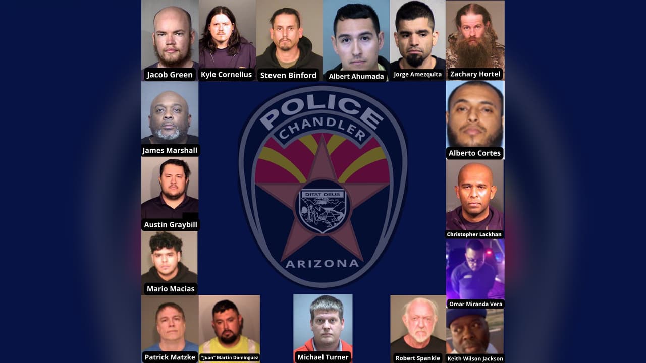 Autoridades detienen a 17 hombres en una operación contra delitos sexuales en Chandler