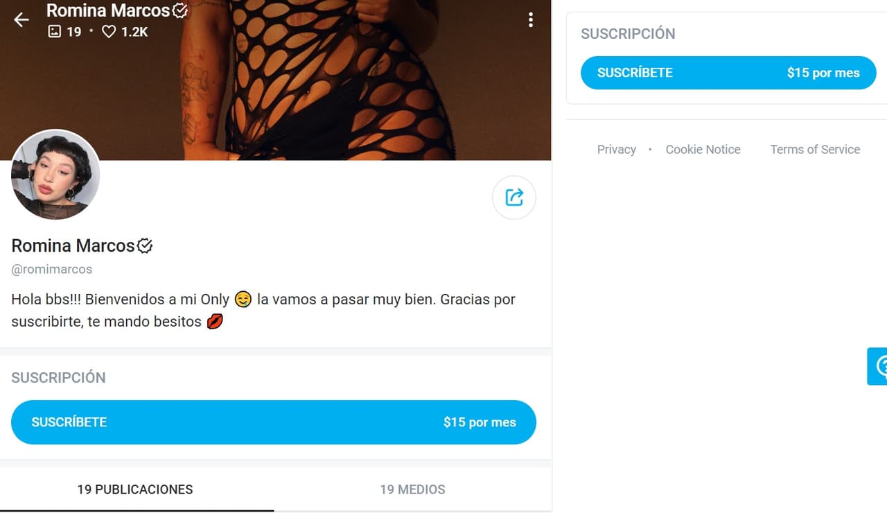 Romina Marcos tiene su OnlyFans.