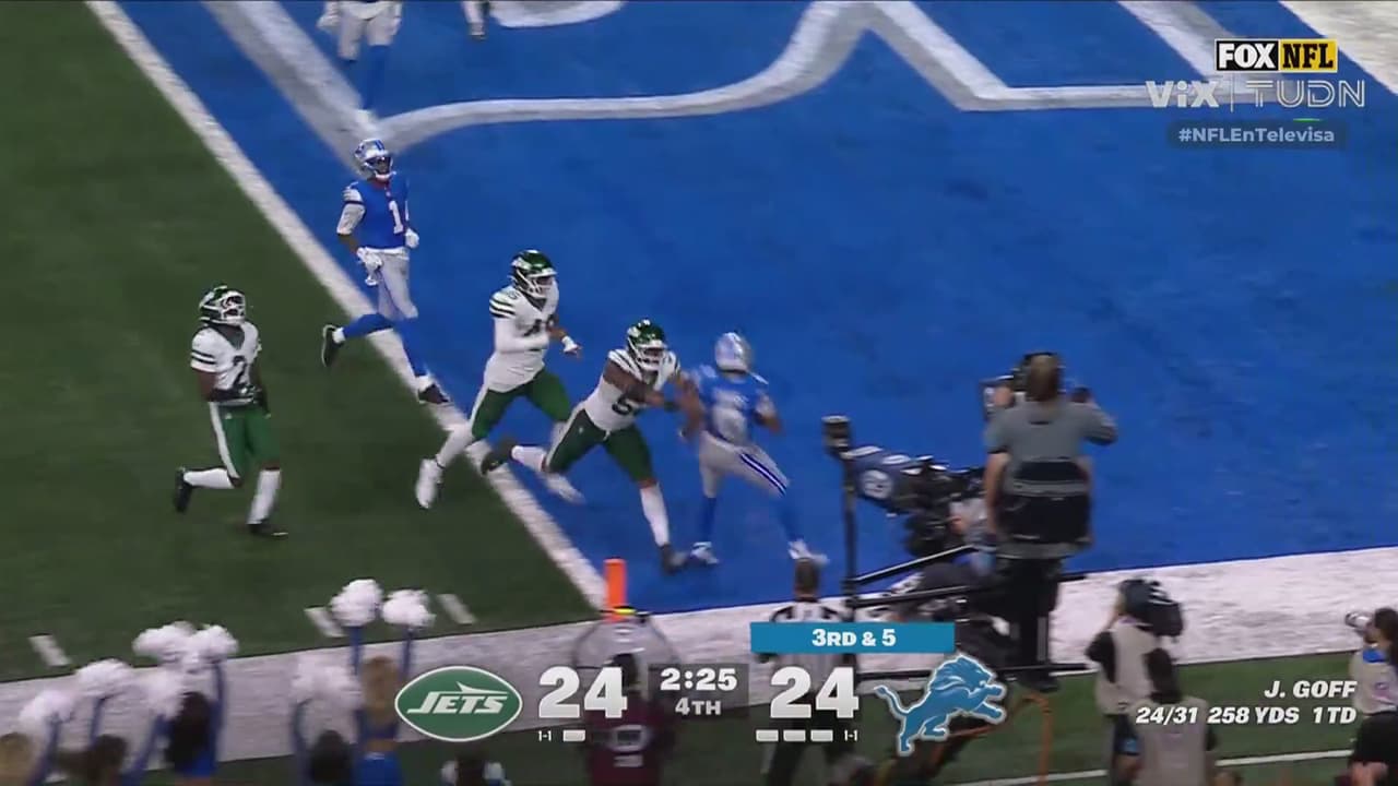Como sufre: Touchdown de Jahmyr Gibbs para Lions ante Jets