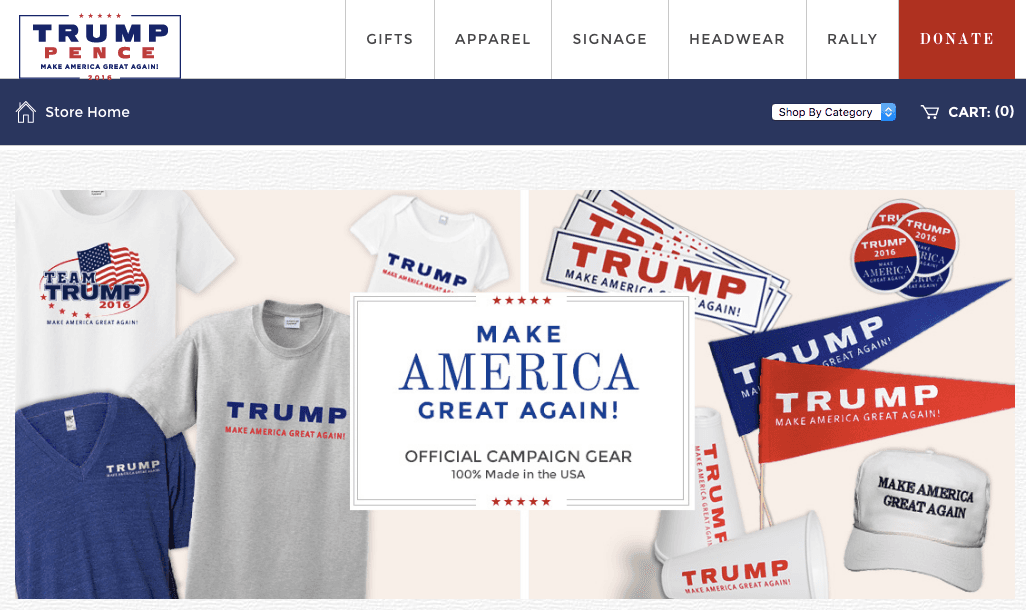 Indumentaria de la campaña de Donald Trump para la venta