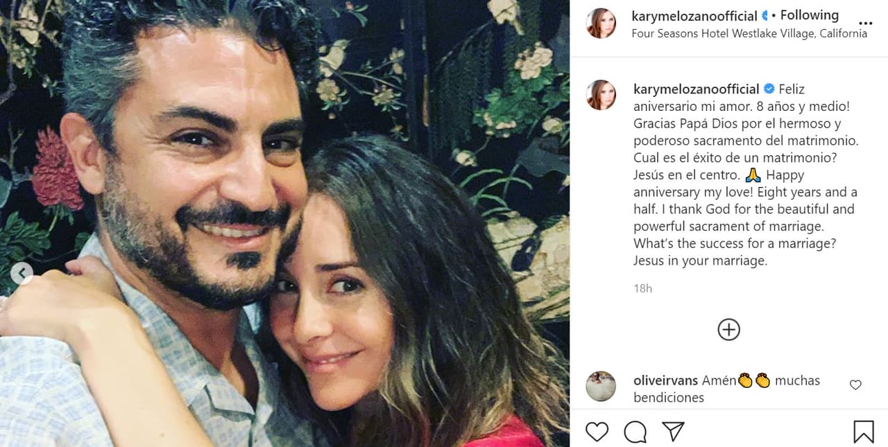 Junto con 
<b><a href="https://www.instagram.com/p/CEDF4W9DPyX/" target="_blank">esta foto</a></b> celebró su aniversario de bodas con su marido Michael Domingo. 
<br>