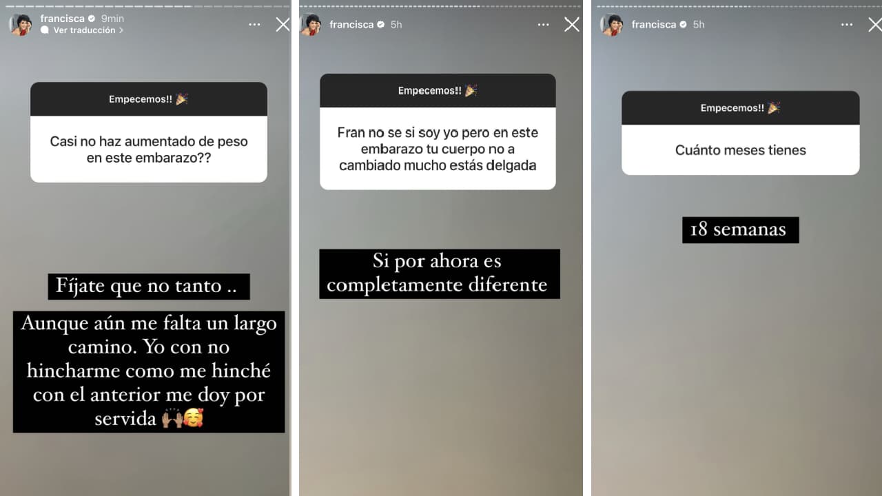 Francisca no ha subido de peso en sus 18 semanas de embarazo.