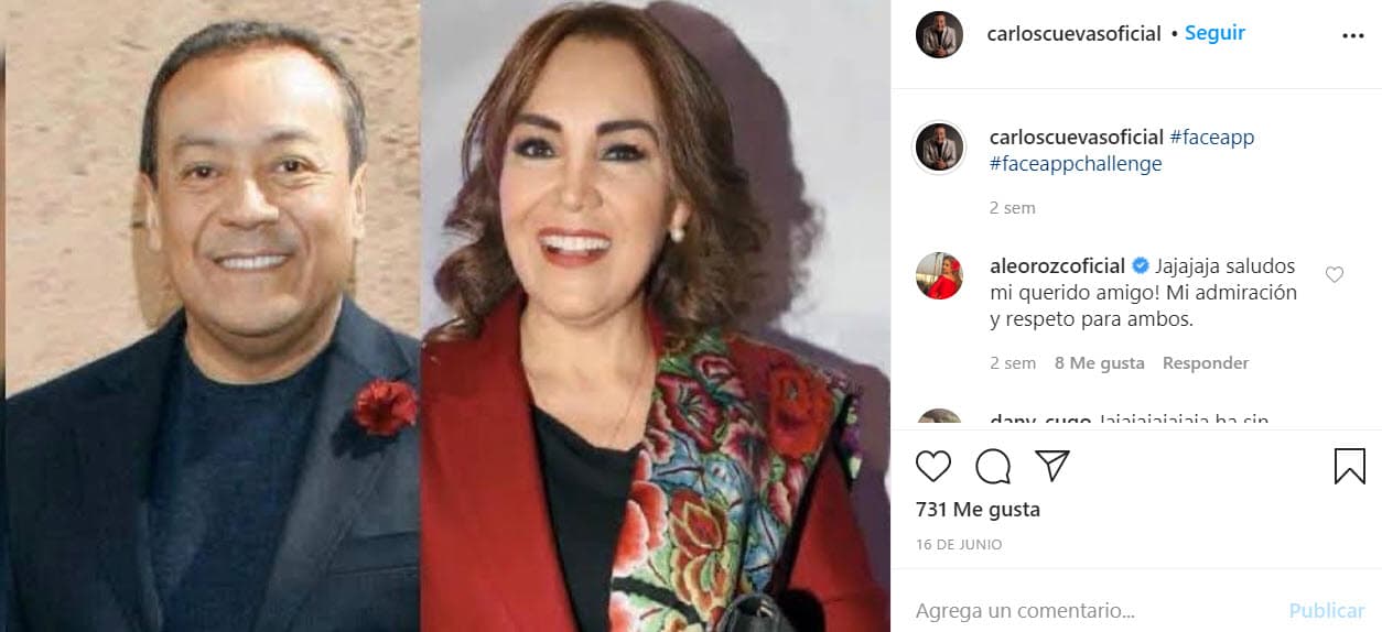 Carlos hizo una 
<b>comparativa de su foto con una de su hermana</b> para mostrar cómo luciría si fuera mujer, haciendo alusión a FaceApp. La imagen va acompañada de los hashtags "FaceApp, FaceApp Challenge".
<br>