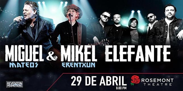 Gana y disfruta de Miguel Mateos, Mikel Erentxun y Elefante