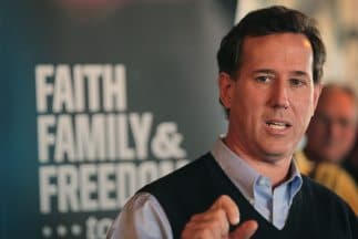 El candidato republicano Rick Santorum durante las primarias de 2012.