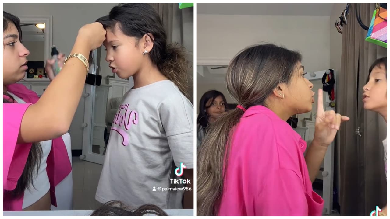 Niña arruina el cabello de su hermana y se unen para que mamá no las regañe: "Esto es cine"