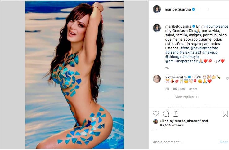 Temprano este miércoles, 29 de mayo de 2019, la cantante y actriz Maribel Guardia le regaló a su familia y público esta imagen, por todos los buenos deseos y las bendiciones que le han compartido durante sus recién cumplidos 60 años de vida.