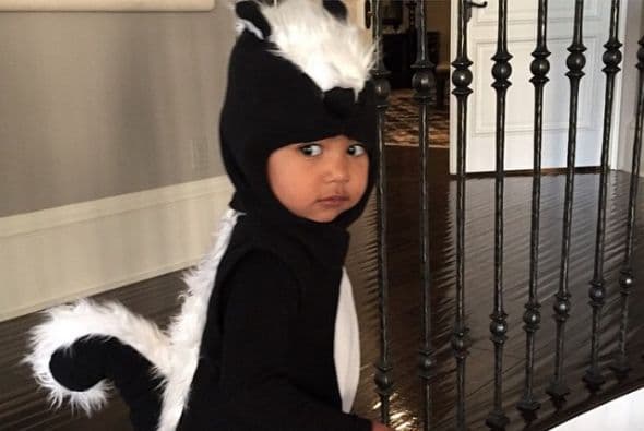 Disfrazada de zorrillito.