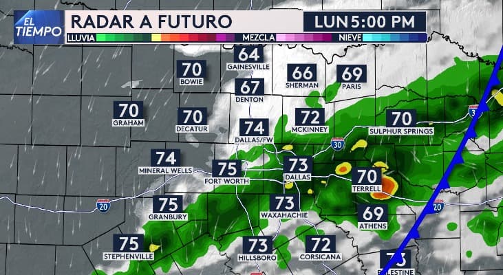 El lunes por la tarde, 
<b>una serie de aguaceros impactará gran parte del norte de Texas, incluidas las ciudades de Dallas y Fort Worth</b>. Según nuestra experta del tiempo Angela Del Río se esperan condiciones variables que van desde lloviznas ligeras hasta tormentas aisladas.