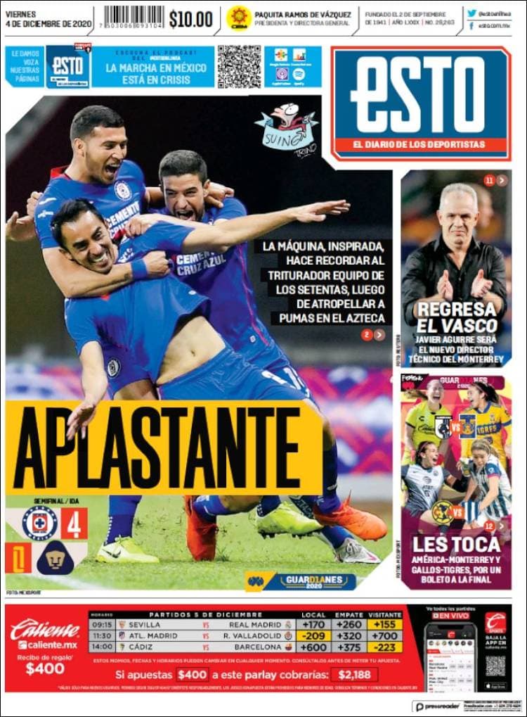 Los universitarios están con un pie fuera de la serie de semifinales del Guard1anes 2020 tras caer 4-0 en la cancha del Estadio Azteca.