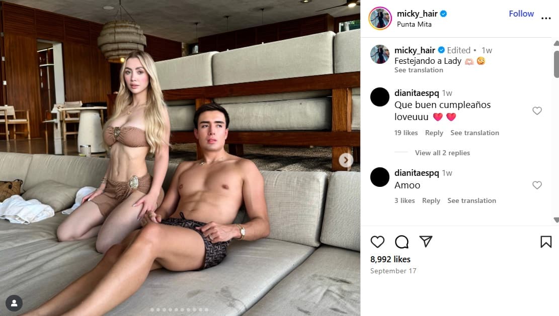 ‘Micky Hair’ celebró con Diana Esparragoza.