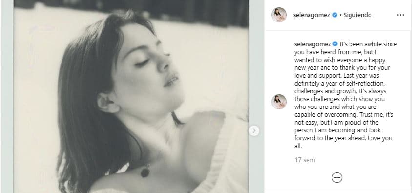 La intérprete de 'Wolves' ha tenido varias apariciones en públicas luego que en septiembre pasado decidiera 
<b>someterse a una rehabilitación, </b>razón por la cual mantuvo un bajo perfil. En enero de 2019, Selena retomó su actividad en Instagram para informar sobre el curso que tomó su vida y agradecer a sus seguidores por el apoyo.