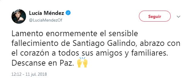 La actriz dedicó estas líneas cuando se enteró de la triste pérdida para el mundo del espectáculo.
