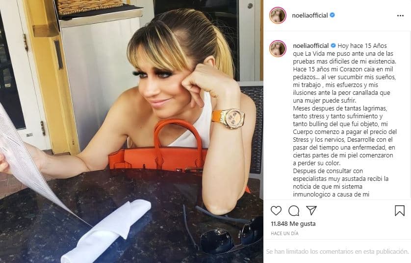 Noelia recordó la experiencia que vivió hace 15 años, cuando se enfrentó a "una de las pruebas más difíciles de su existencia". Confesó que luego de sufrir "la peor canallada que una mujer puede sufrir", su cuerpo había hecho frente a las consecuencias.