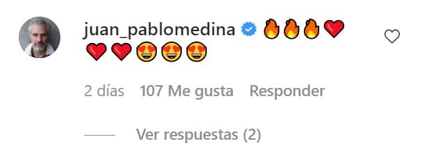 En esa publicación, su novio le hizo el primer comentario desde el 15 de julio en que fue el último. En esta ocasión volvieron a ser emoticonos con los que expresó sus emociones hacia ella. 
<br>