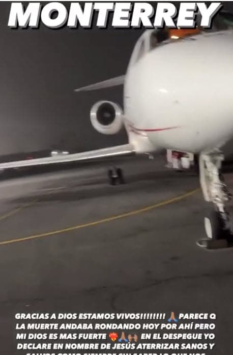 La aeronave en la que la pareja de cantantes aterrizó en Monterrey sufrió un aterrizaje muy complejo debido al mal clima, provocando temor en ellos.