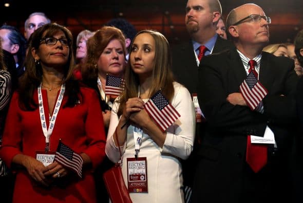 Simpatizantes del partido republicano, reunidos en el Boston Convention & Exhibition Center, esperaban que de último momento que los resultados dieran un giro a favor de Mitt Romney.