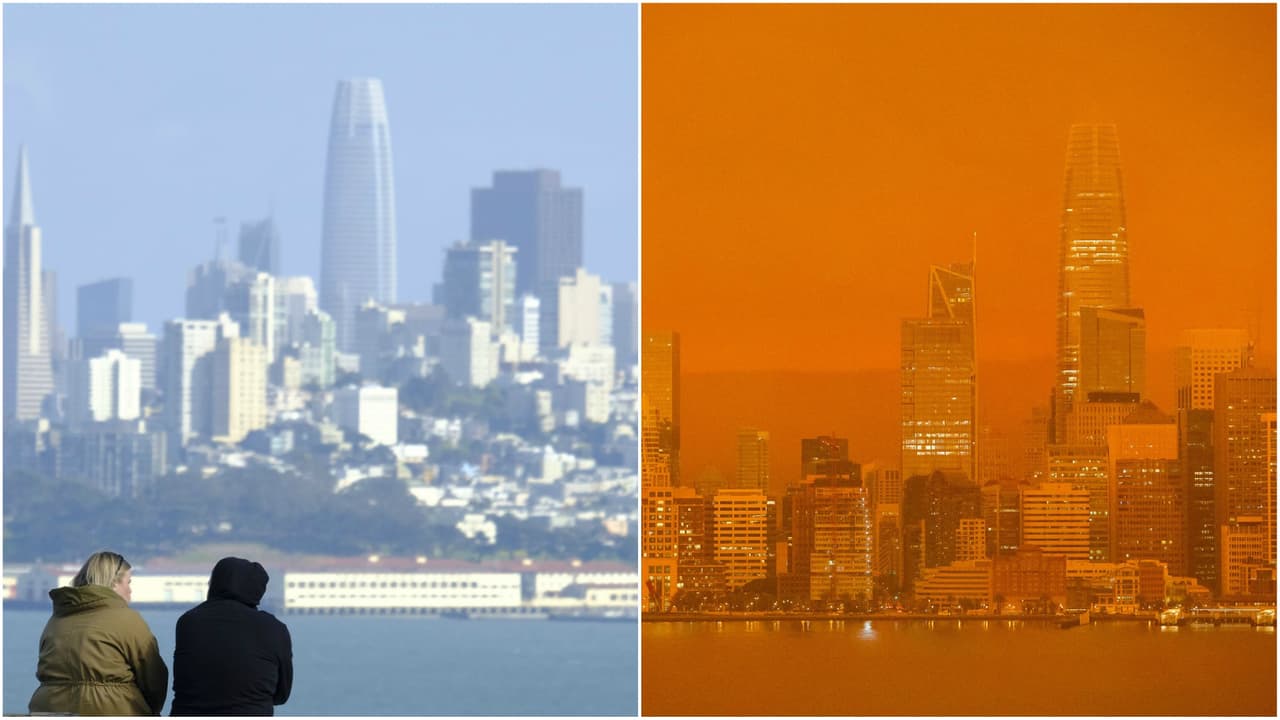 Fotos interactivas: el antes y después del día de cielos rojos en la Bahía de San Francisco